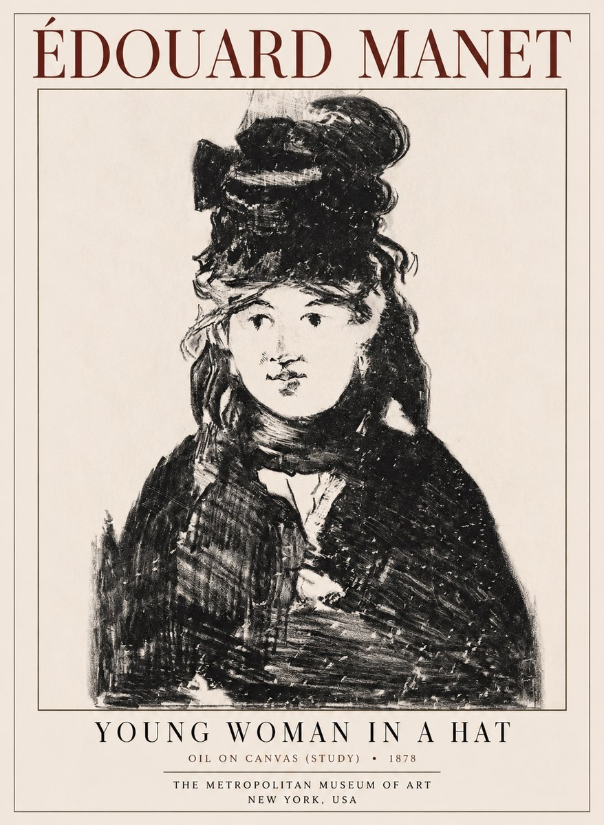 Édouard Manet Young Woman in a Hat IV No1 - Plakat