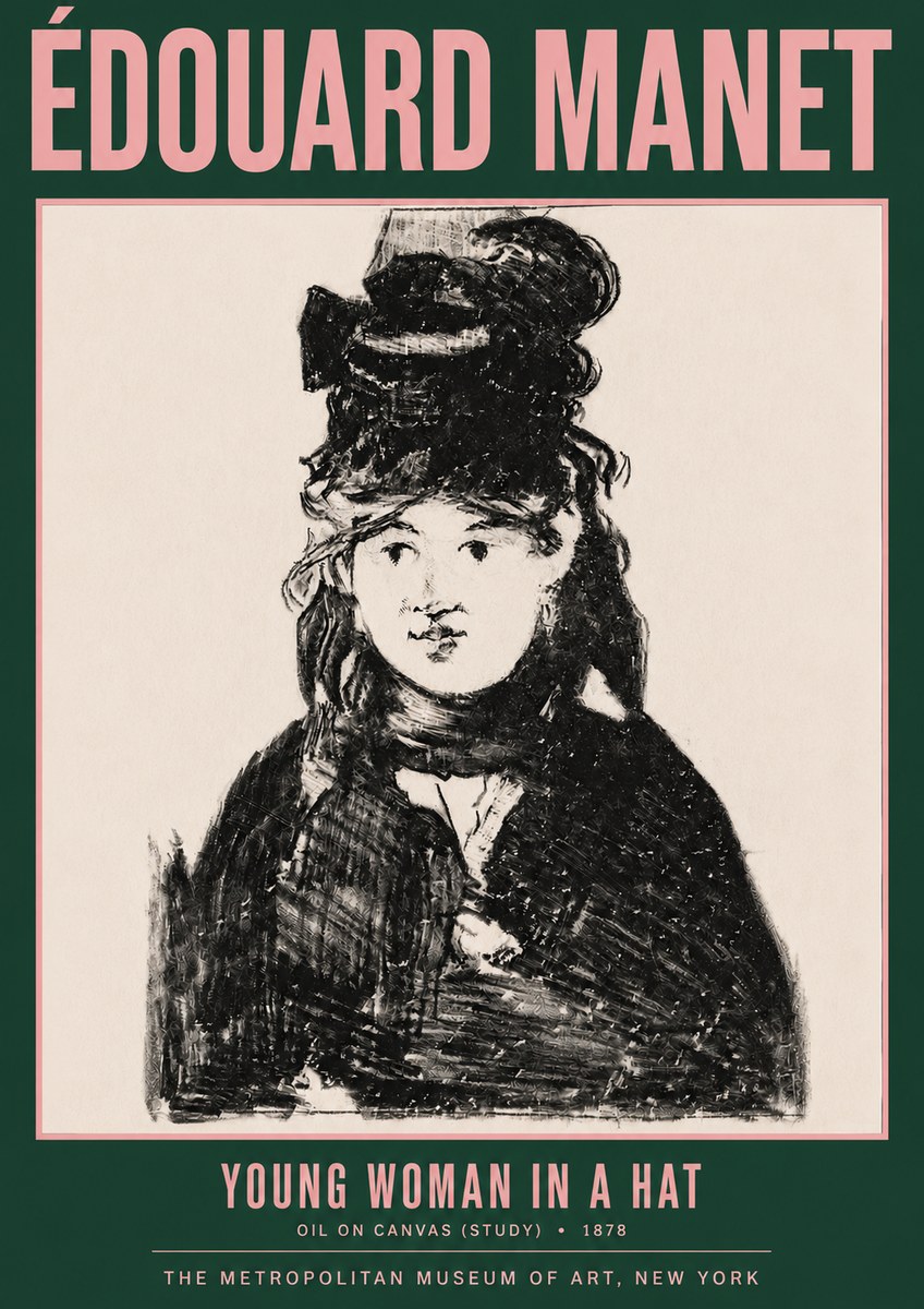 Édouard Manet Young Woman in a Hat IV No3 - Plakat