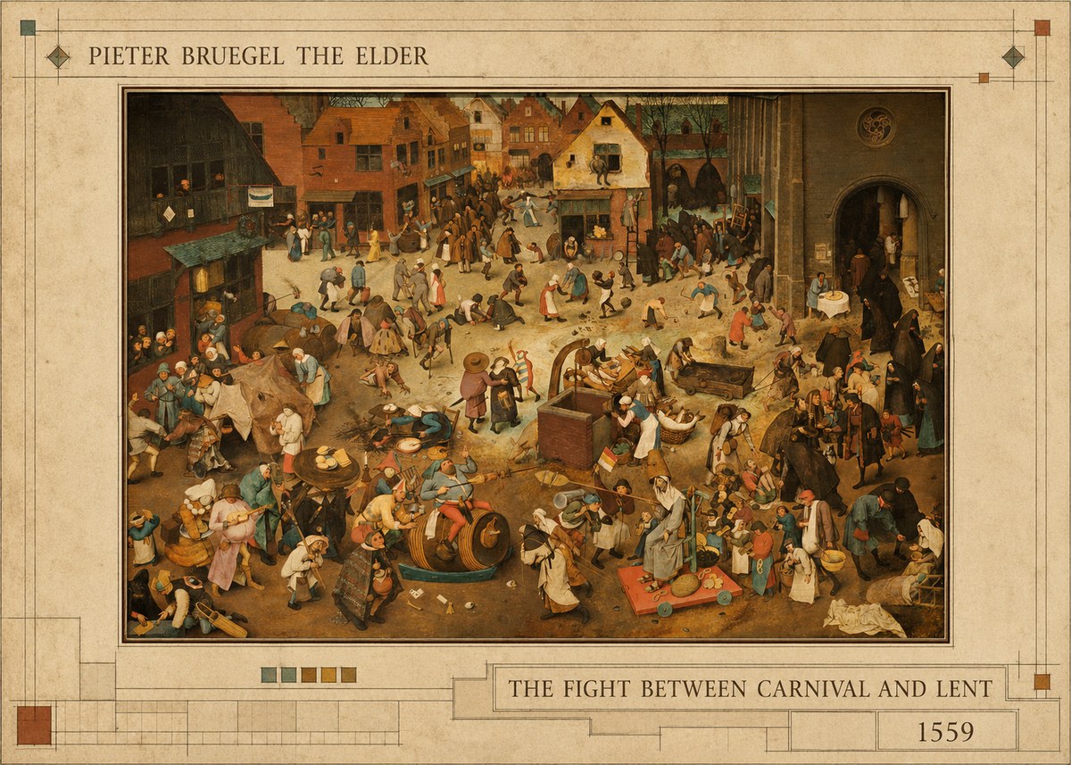 Pieter Bruegel The Fight Between Carnival and Lent III No4 - Plakat