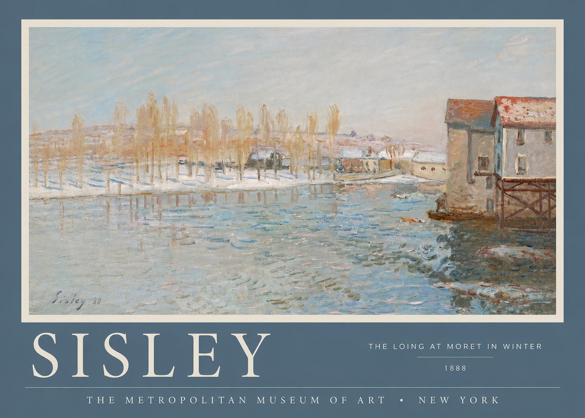 Sisley The Loing at Moret in Winter No4 - Plakat