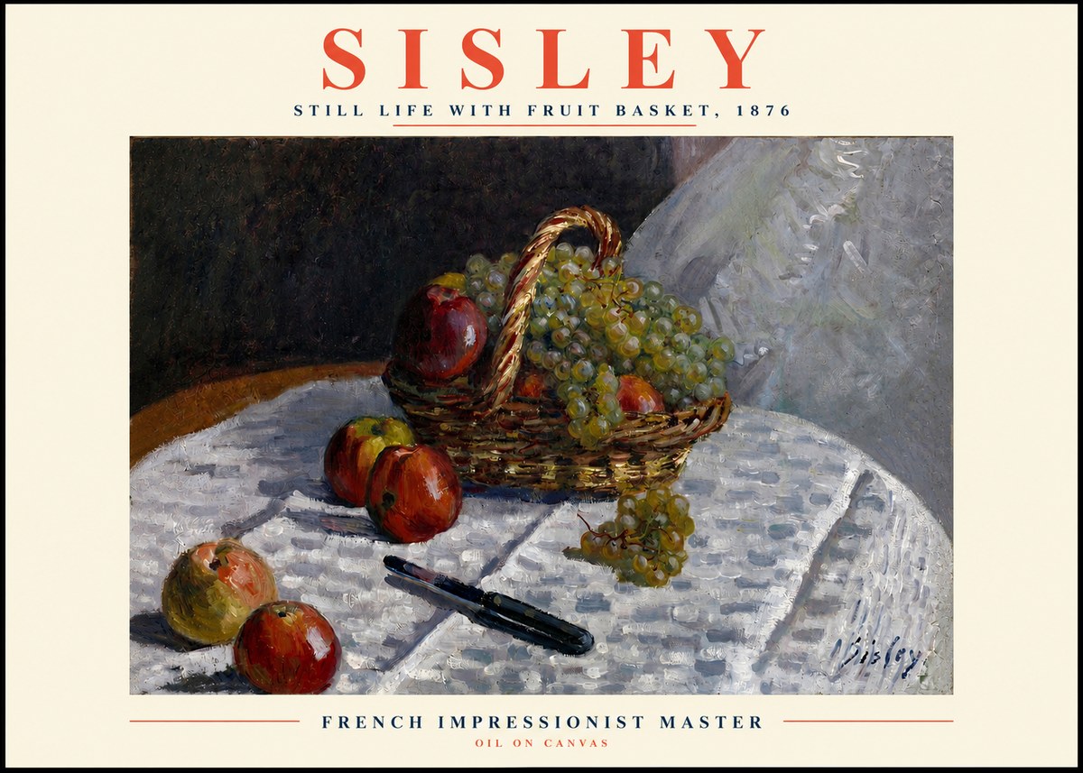 Sisley Still Life with Fruit Basket No2 - Plakat
