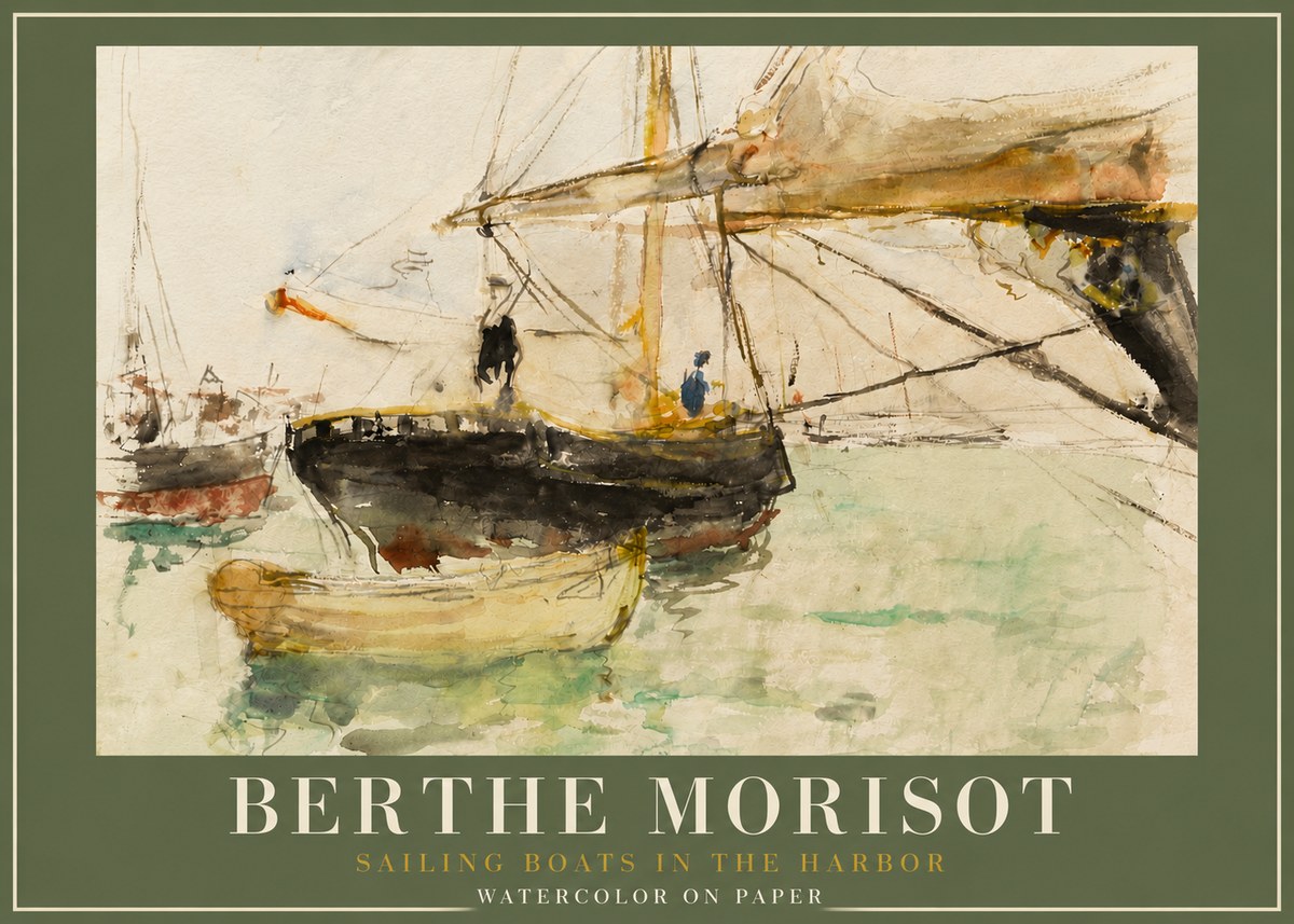 Berthe Morisot Sailing Boats in the Harbor No4 - Plakat