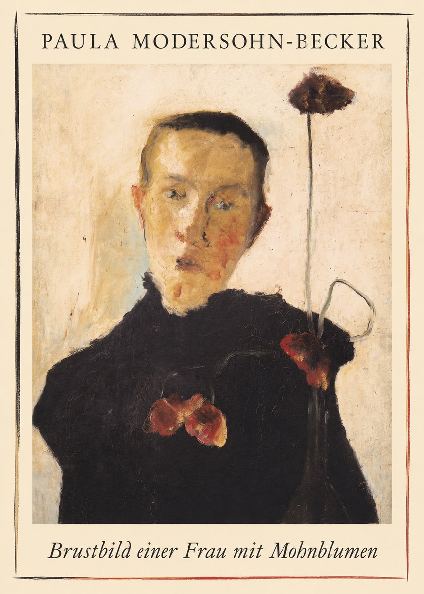 Paula Modersohn-Becker Brustbild Einer Frau Mit Mohnblumen No1 - Plakat