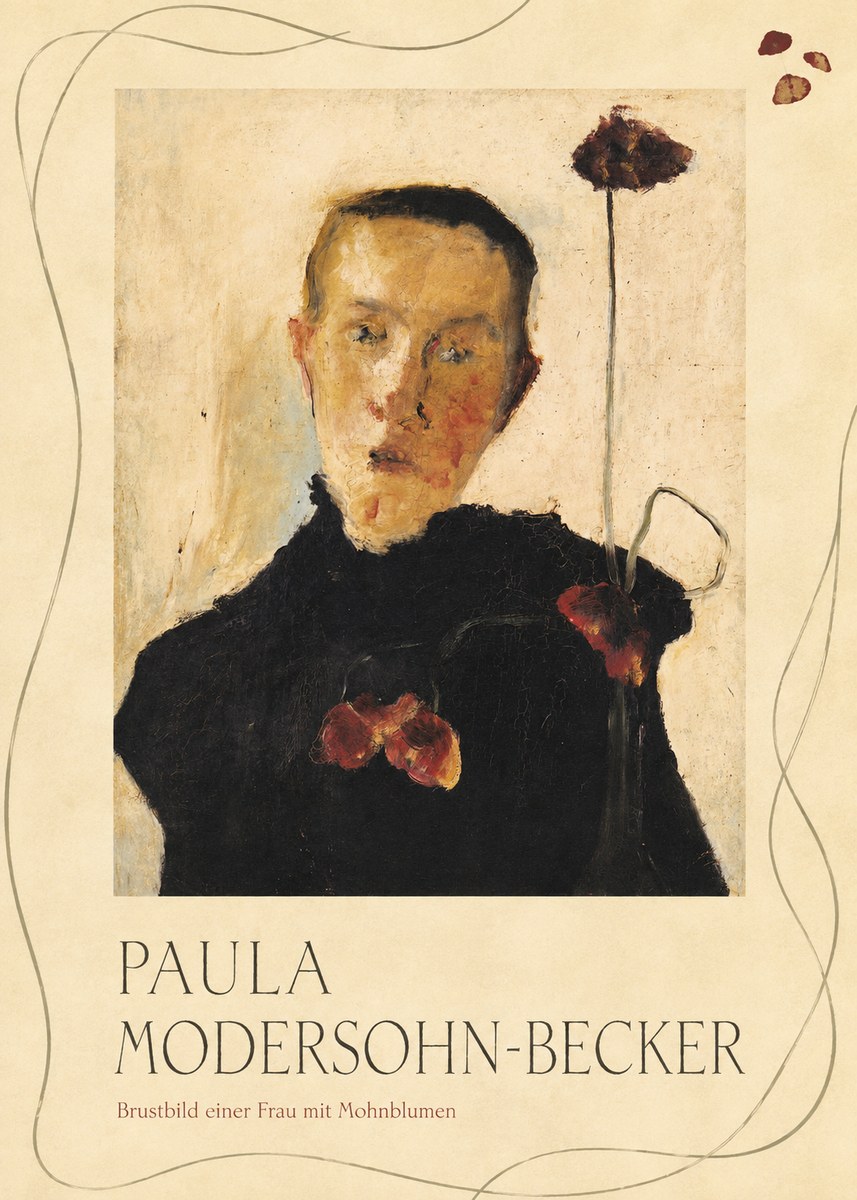 Paula Modersohn-Becker Brustbild Einer Frau Mit Mohnblumen No3 - Plakat