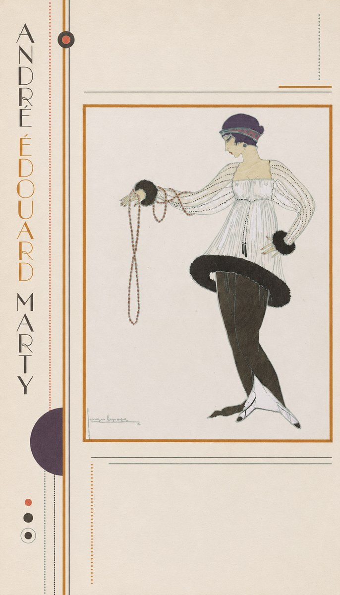 André Édouard Marty Elegant Woman with Pearl Necklace No2 - Plakat