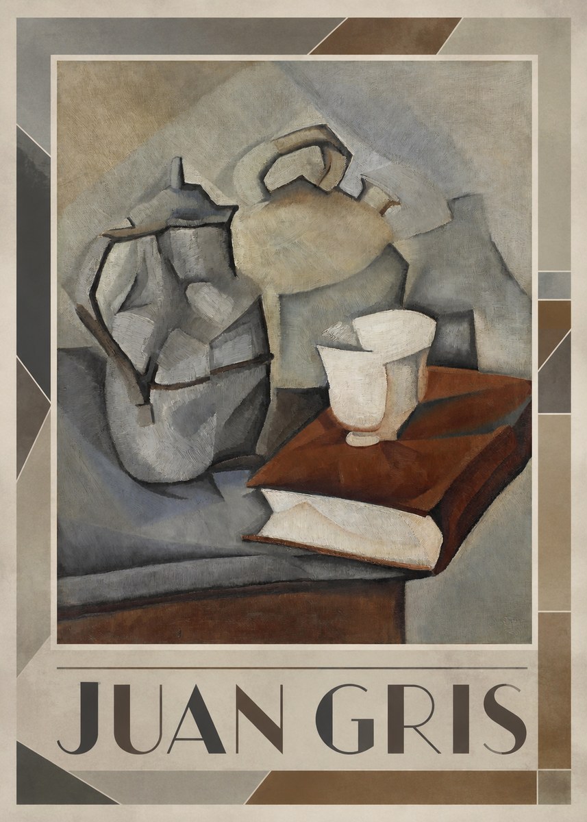 Juan Gris Still Life with Book and Vessels No1 - Plakat