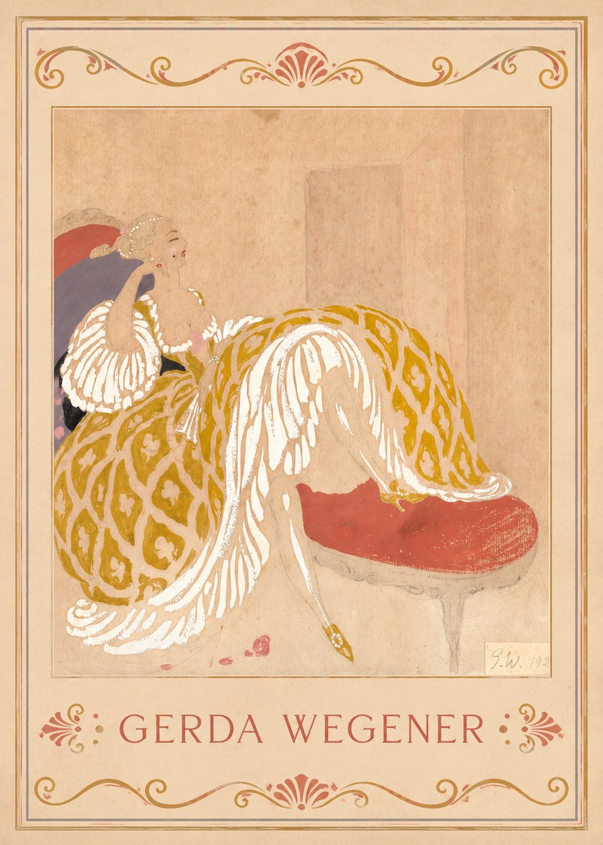 Gerda Wegener Woman in Yellow Dress No2 - Plakat