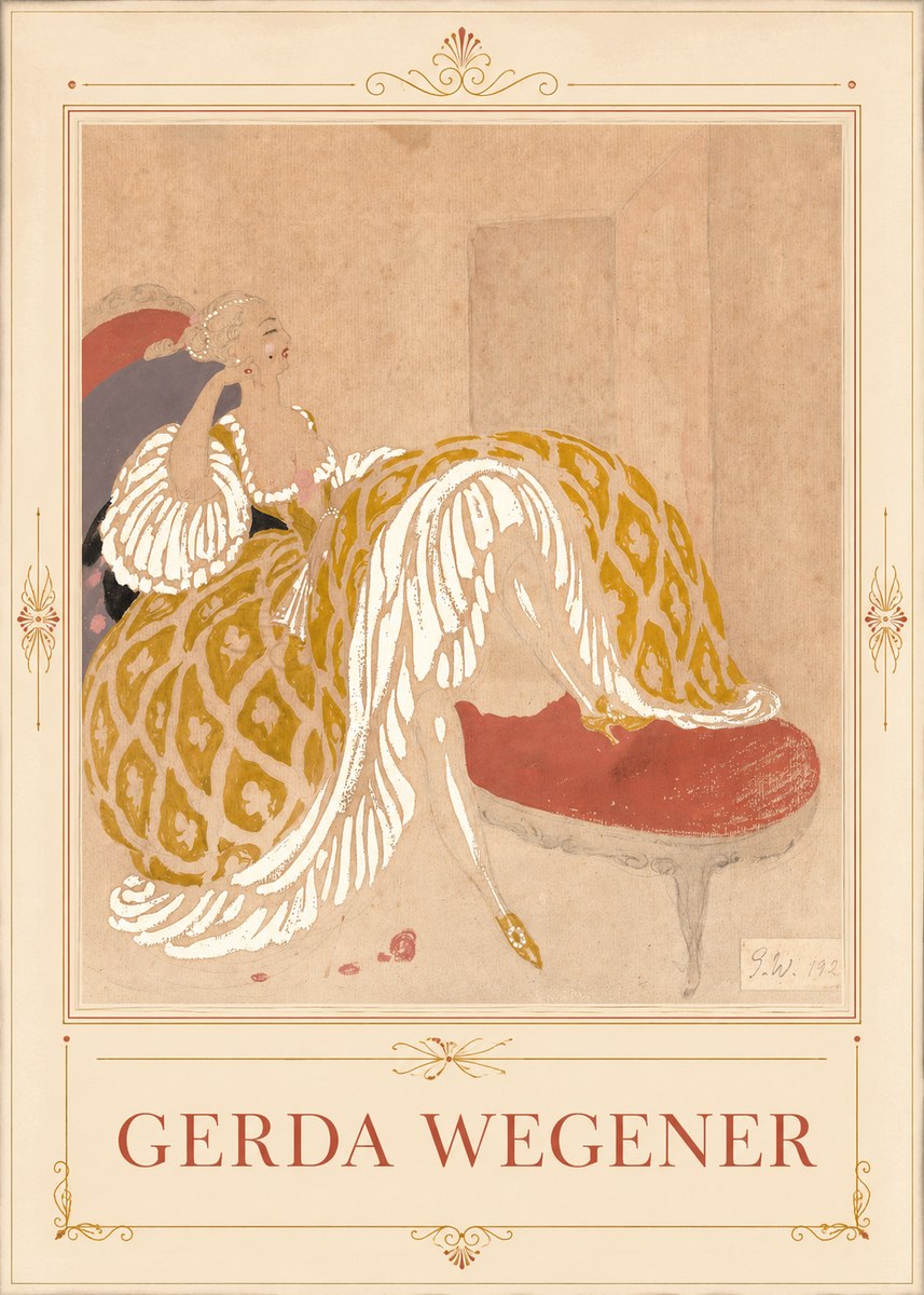Gerda Wegener Woman in Yellow Dress No5 - Plakat