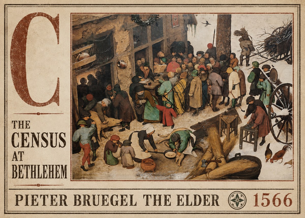 Pieter Bruegel The Census at Bethlehem III No4 - Plakat