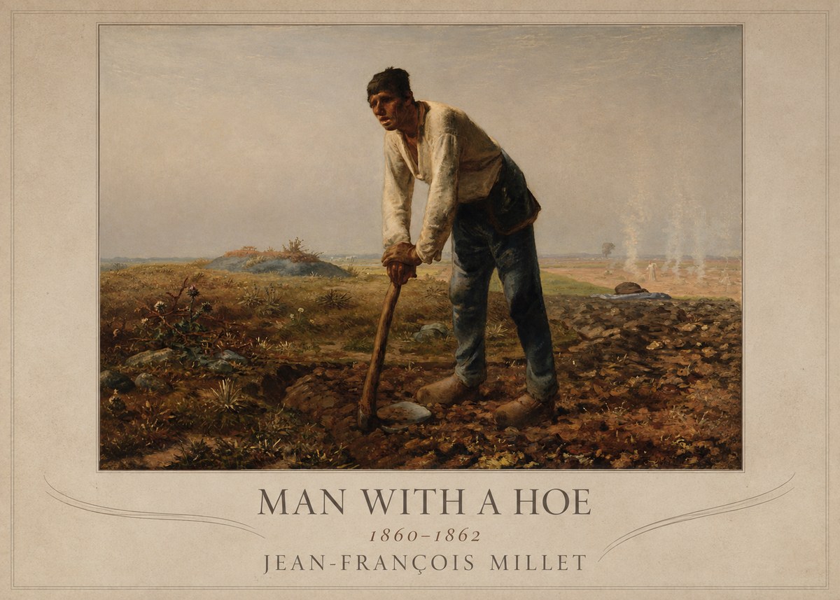 Jean-François Millet Man with a Hoe No4 - Plakat