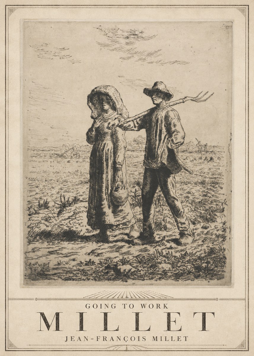 Jean-François Millet Going to Work No3 - Plakat