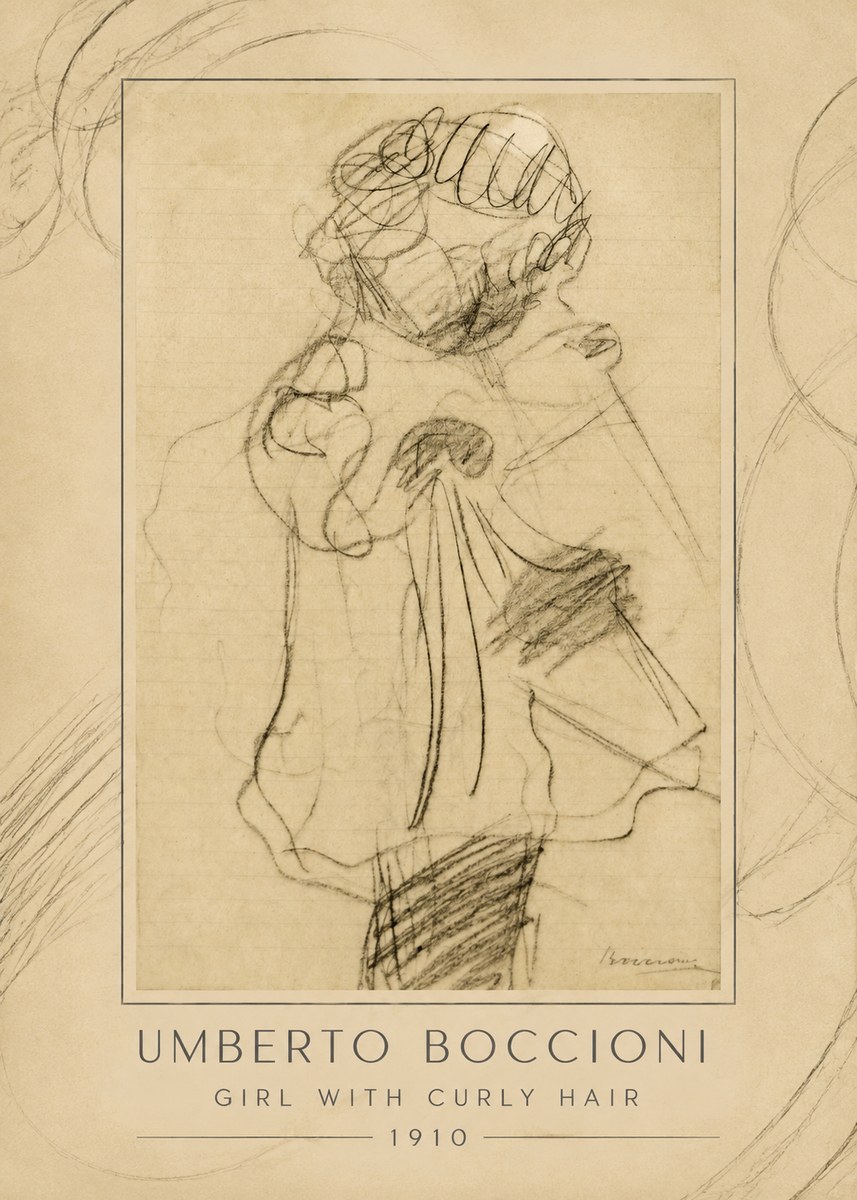 Umberto Boccioni Girl with Curly Hair No1 - Plakat
