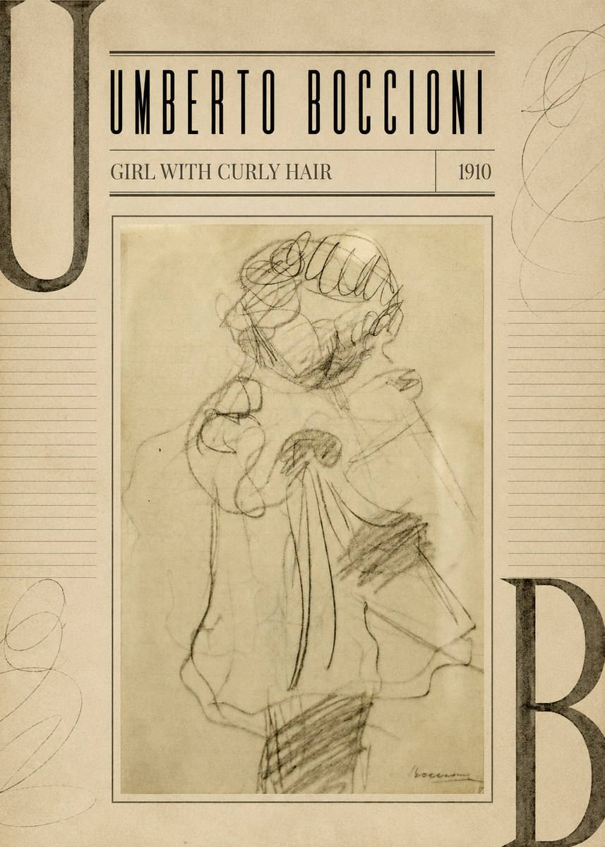 Umberto Boccioni Girl with Curly Hair No3 - Plakat