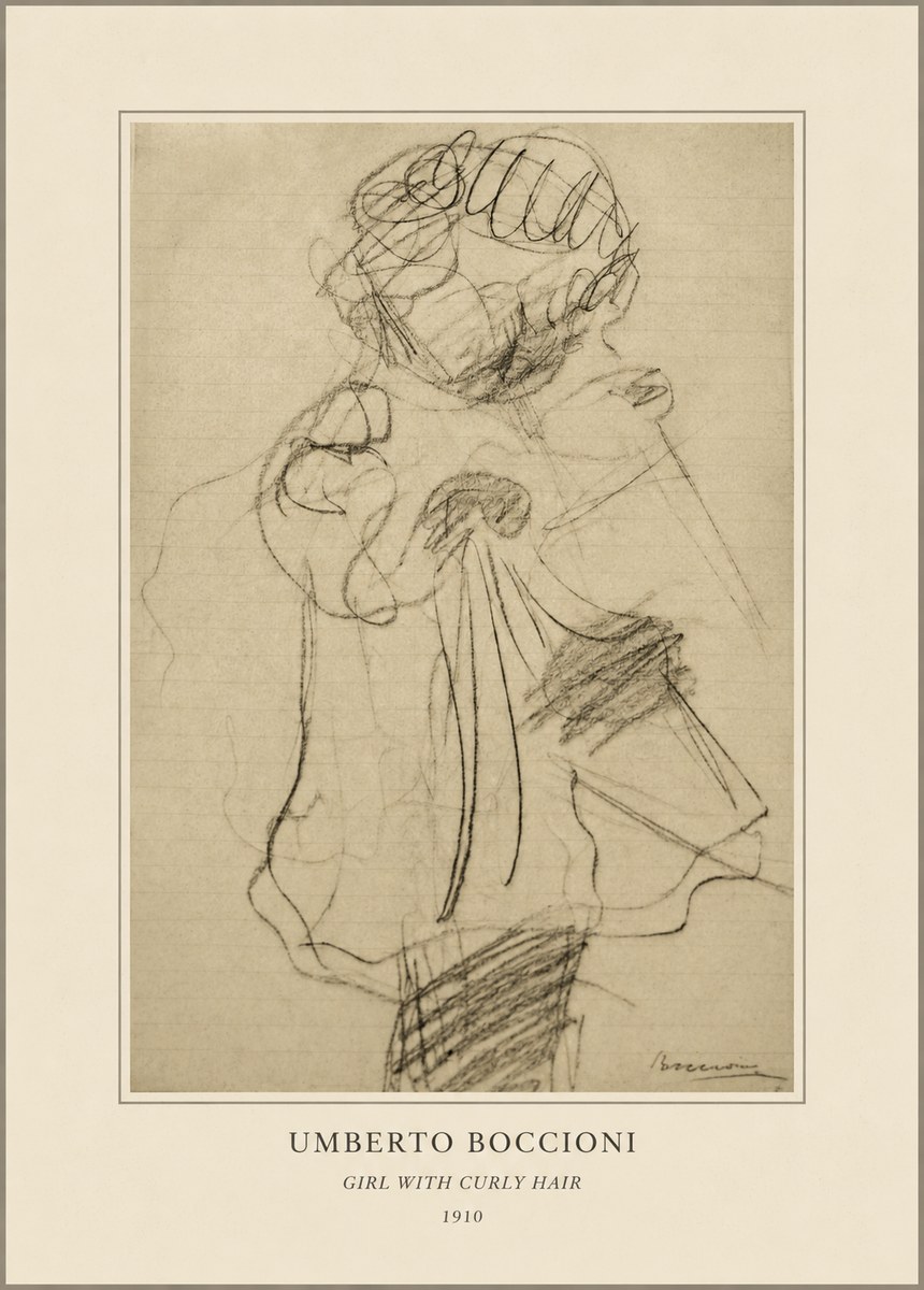 Umberto Boccioni Girl with Curly Hair No4 - Plakat