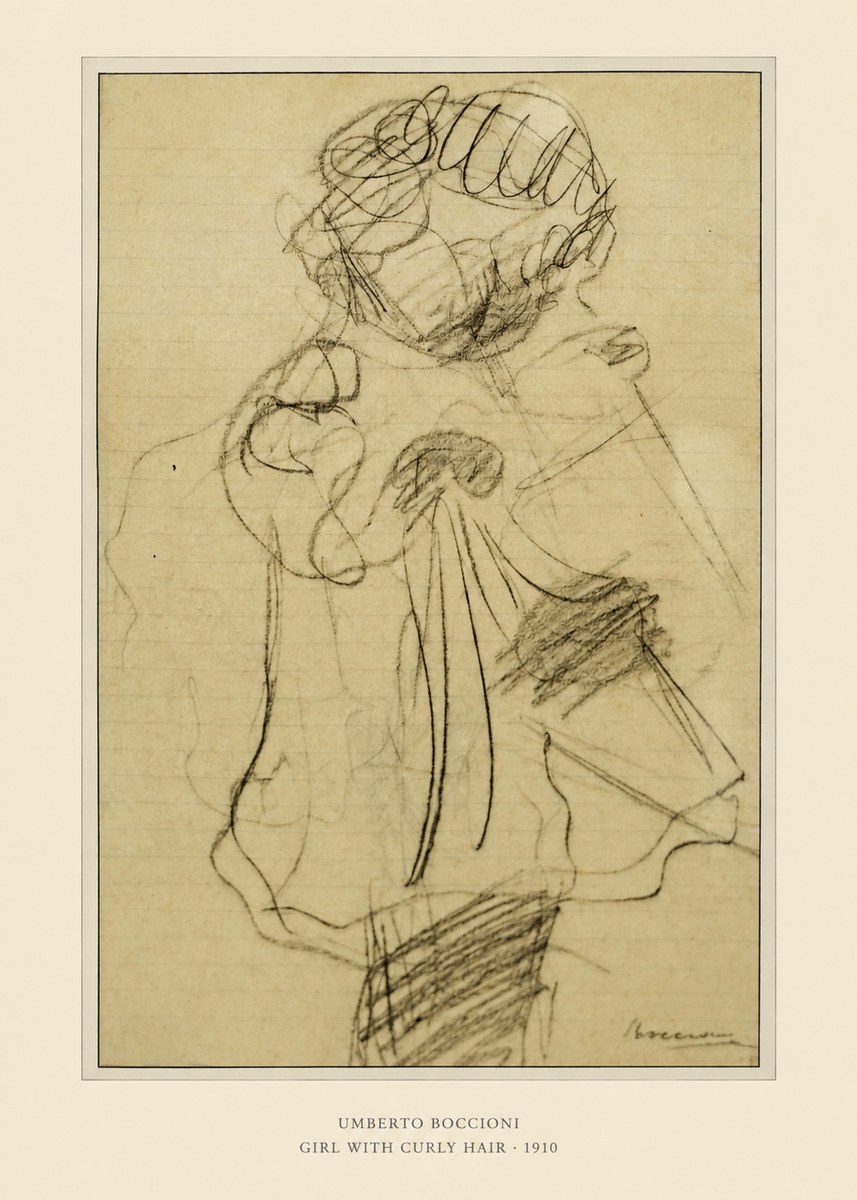 Umberto Boccioni Girl with Curly Hair No6 - Plakat