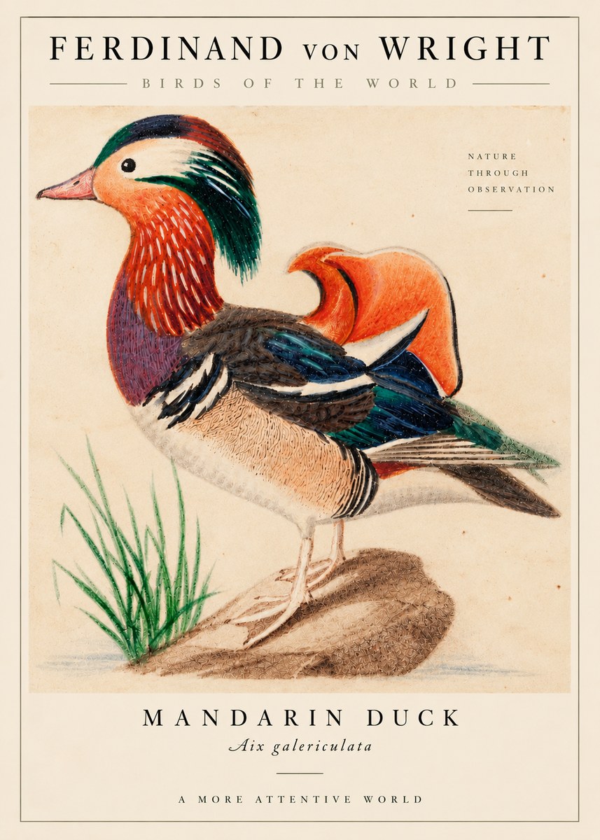 Ferdinand von Wright Mandarin Duck No6 - Plakat