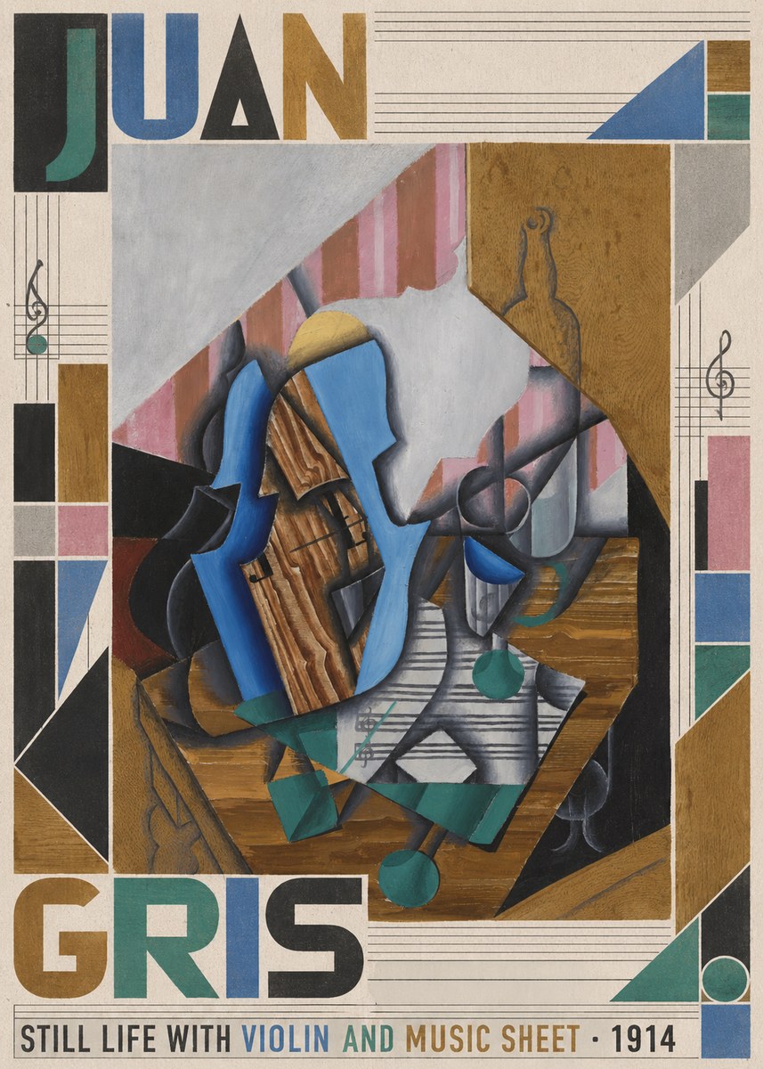 Juan Gris Still Life with Violin and Music Sheet No4 - Plakat