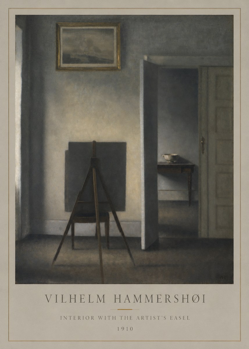 Vilhelm Hammershøi Interior with the Artist's Easel II No1 - Plakat