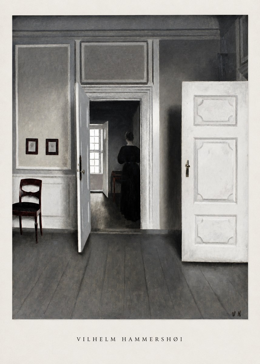 Vilhelm Hammershøi Interior with a Woman Seen from Behind No6 - Plakat