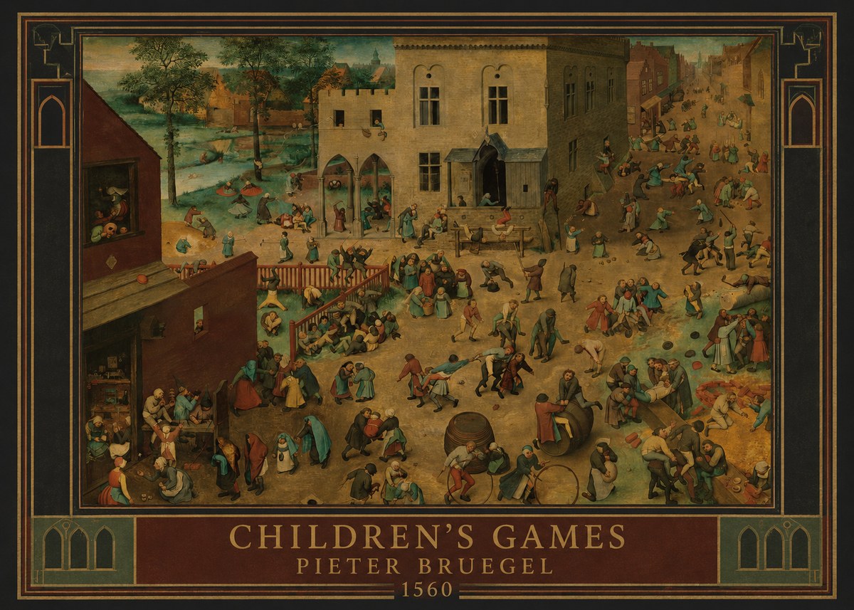 Pieter Bruegel Children's Games IV No1 - Plakat