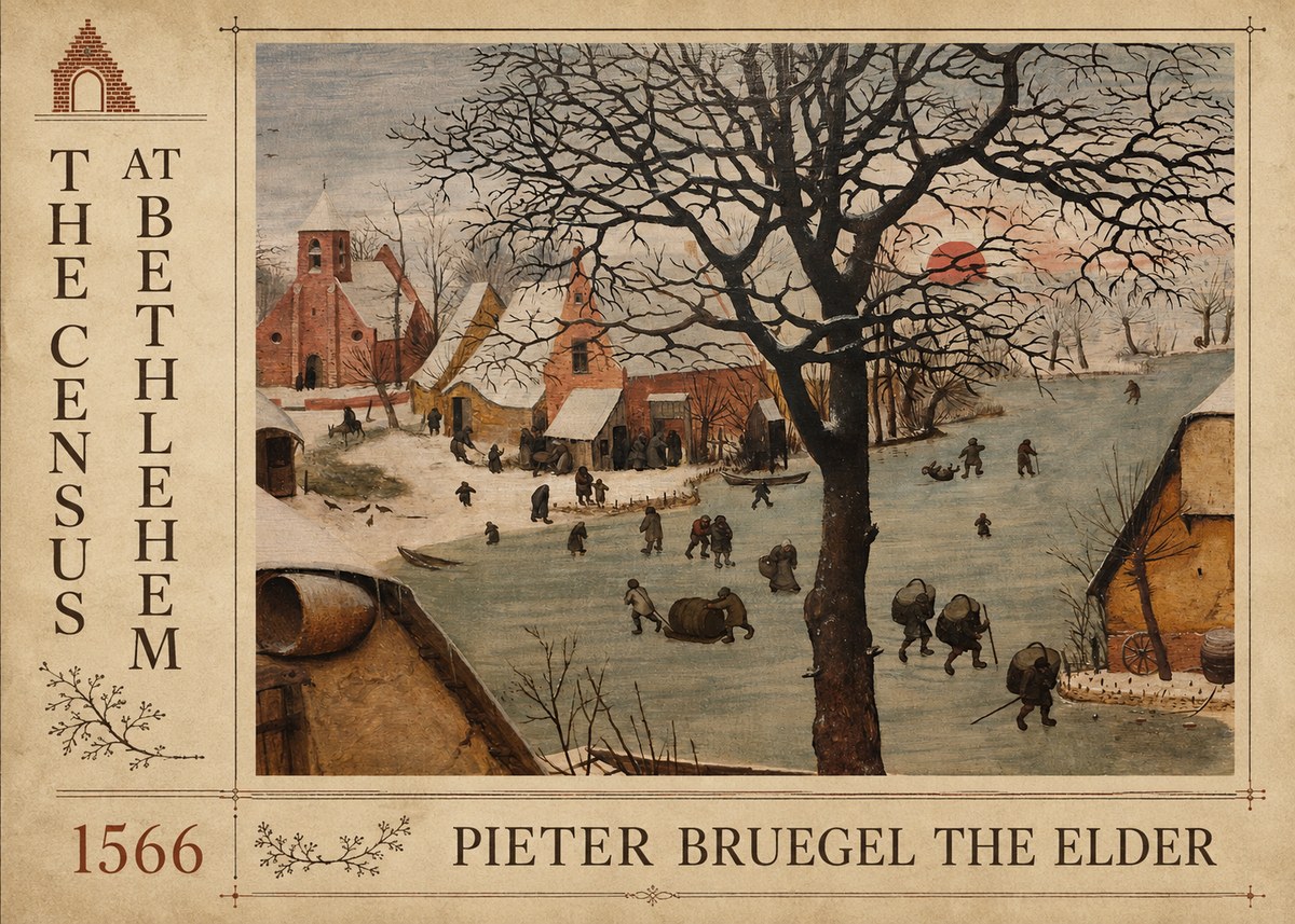 Pieter Bruegel The Census at Bethlehem V No5 - Plakat