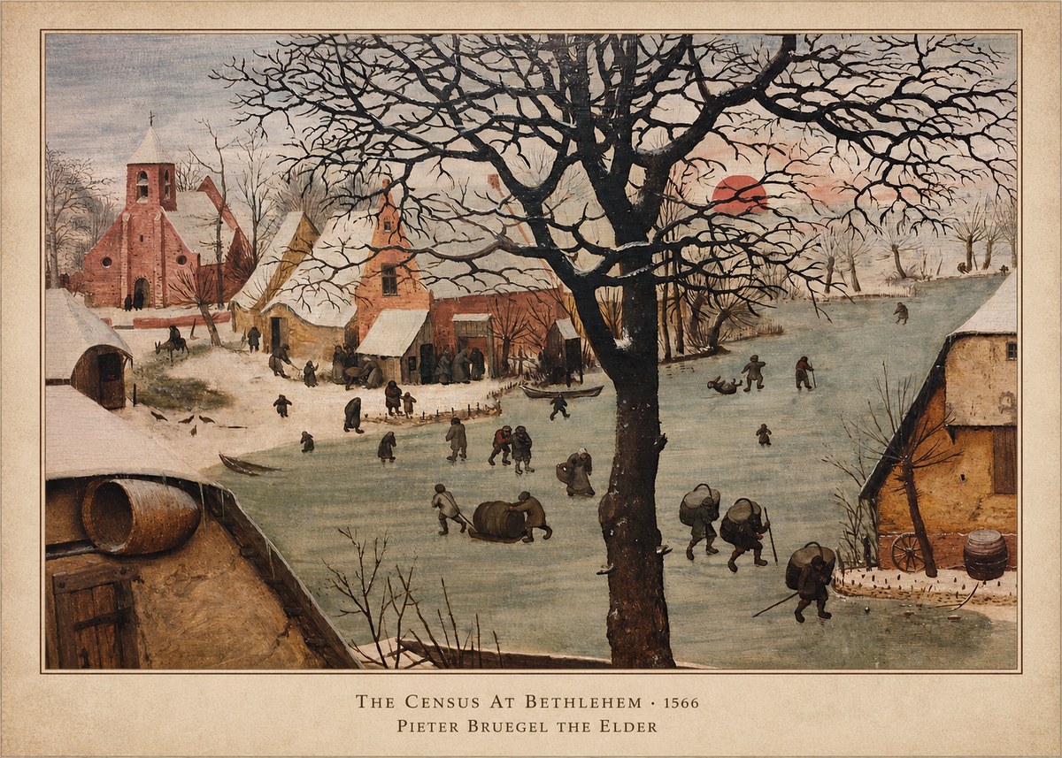Pieter Bruegel The Census at Bethlehem V No6 - Plakat