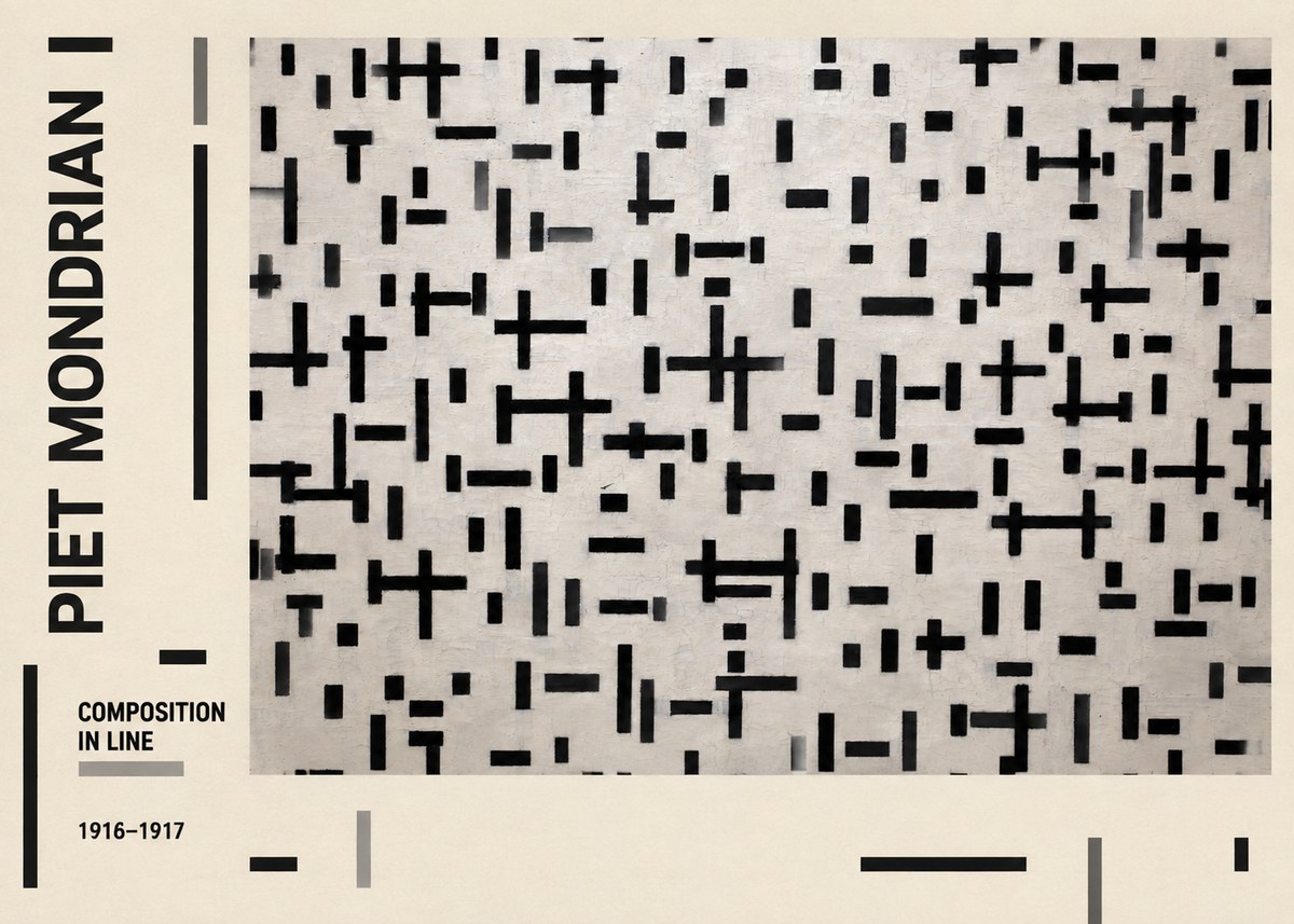 Piet Mondrian Composition in Line No2 - Plakat