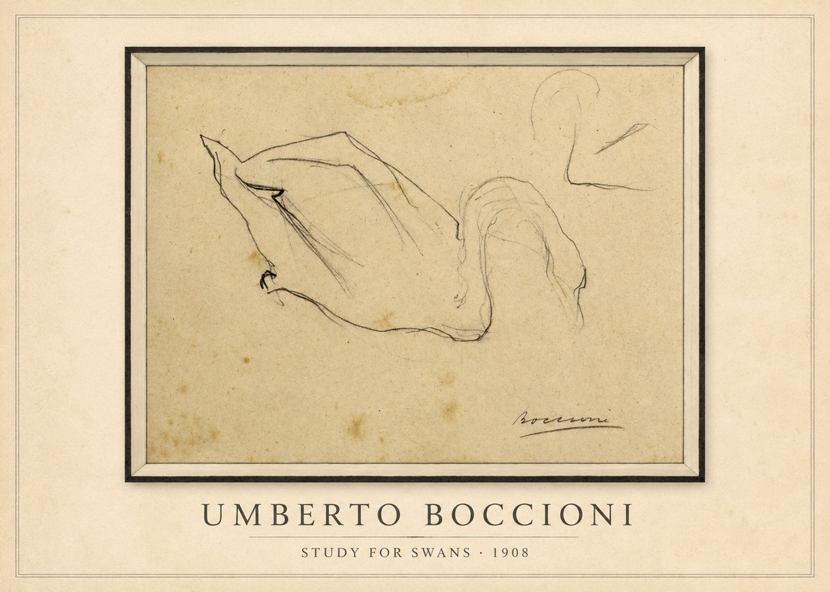 Umberto Boccioni Study for Swans No1 - Plakat