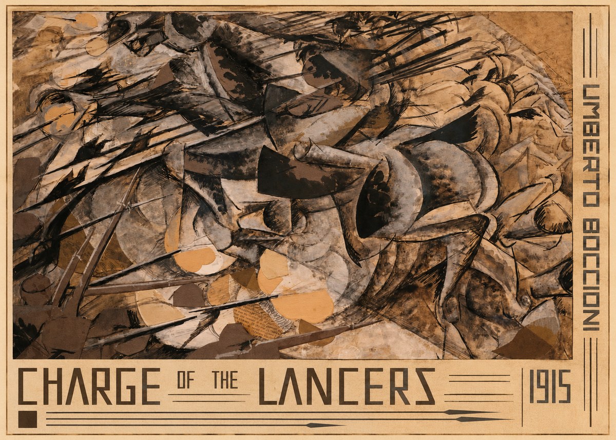Umberto Boccioni Charge of the Lancers No5 - Plakat