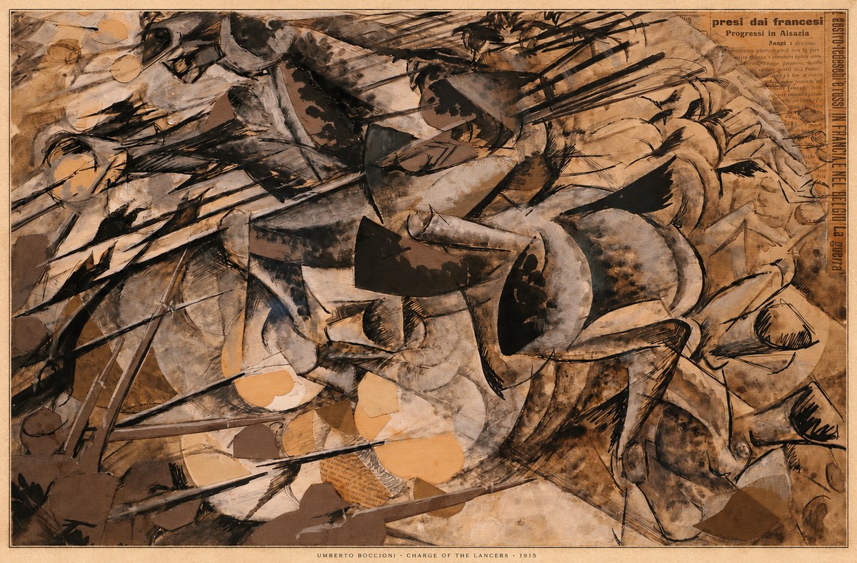 Umberto Boccioni Charge of the Lancers No6 - Plakat