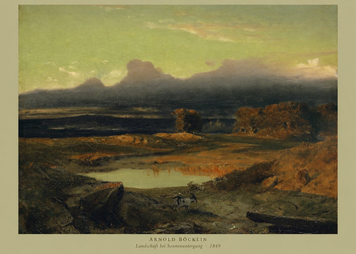 Arnold Böcklin Landschaft Bei Sonnenuntergang No2 - Plakat
