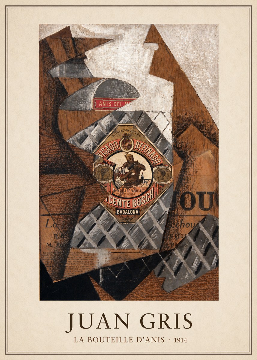 Juan Gris La Bouteille D'anis - 1914 No3 - Plakat