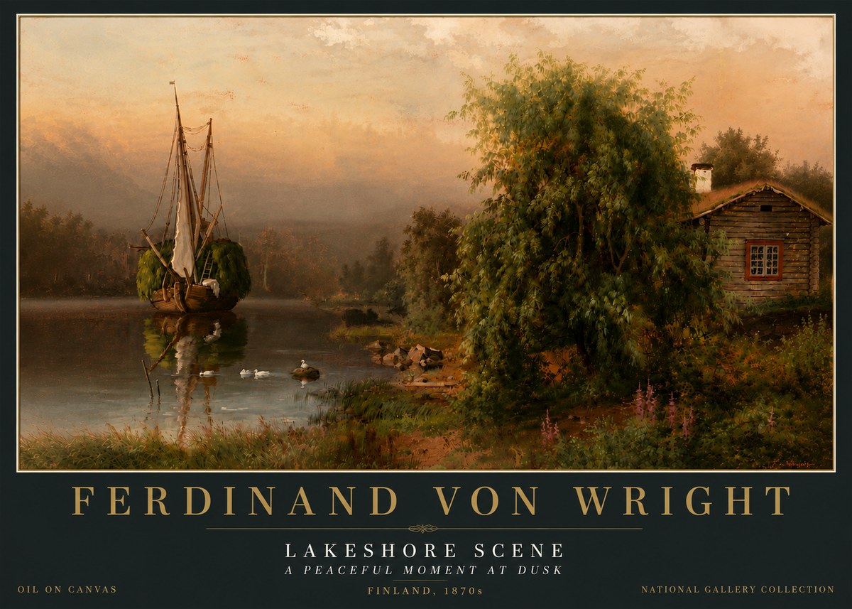 Ferdinand von Wright Lakeshore Scene No6 - Plakat
