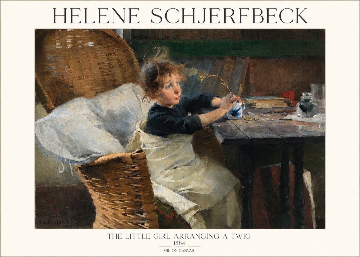 Helene Schjerfbeck The Little Girl Arranging a Twig No1 - Plakat
