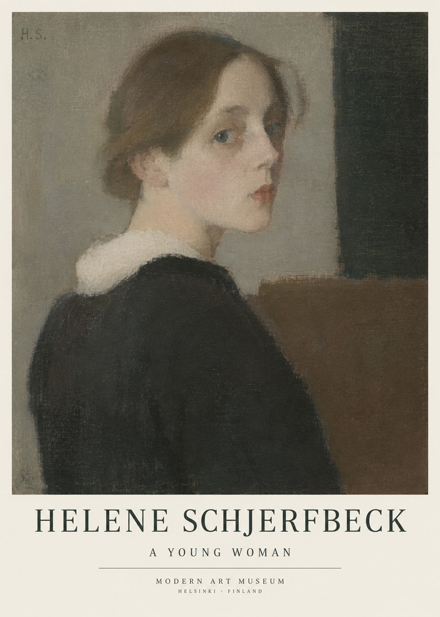 Helene Schjerfbeck The Little Girl Arranging a Twig No5 - Plakat
