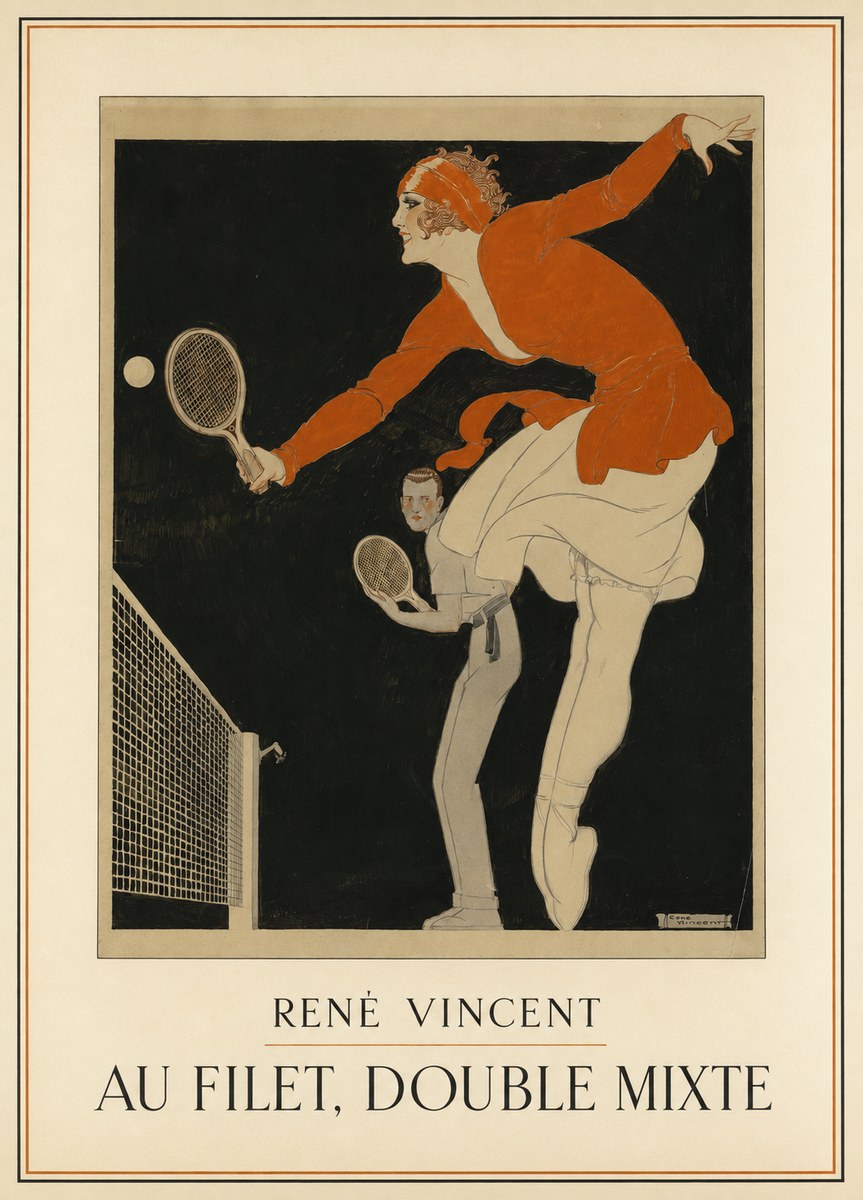 René Vincent Au Filet, Double Mixte No1 - Plakat