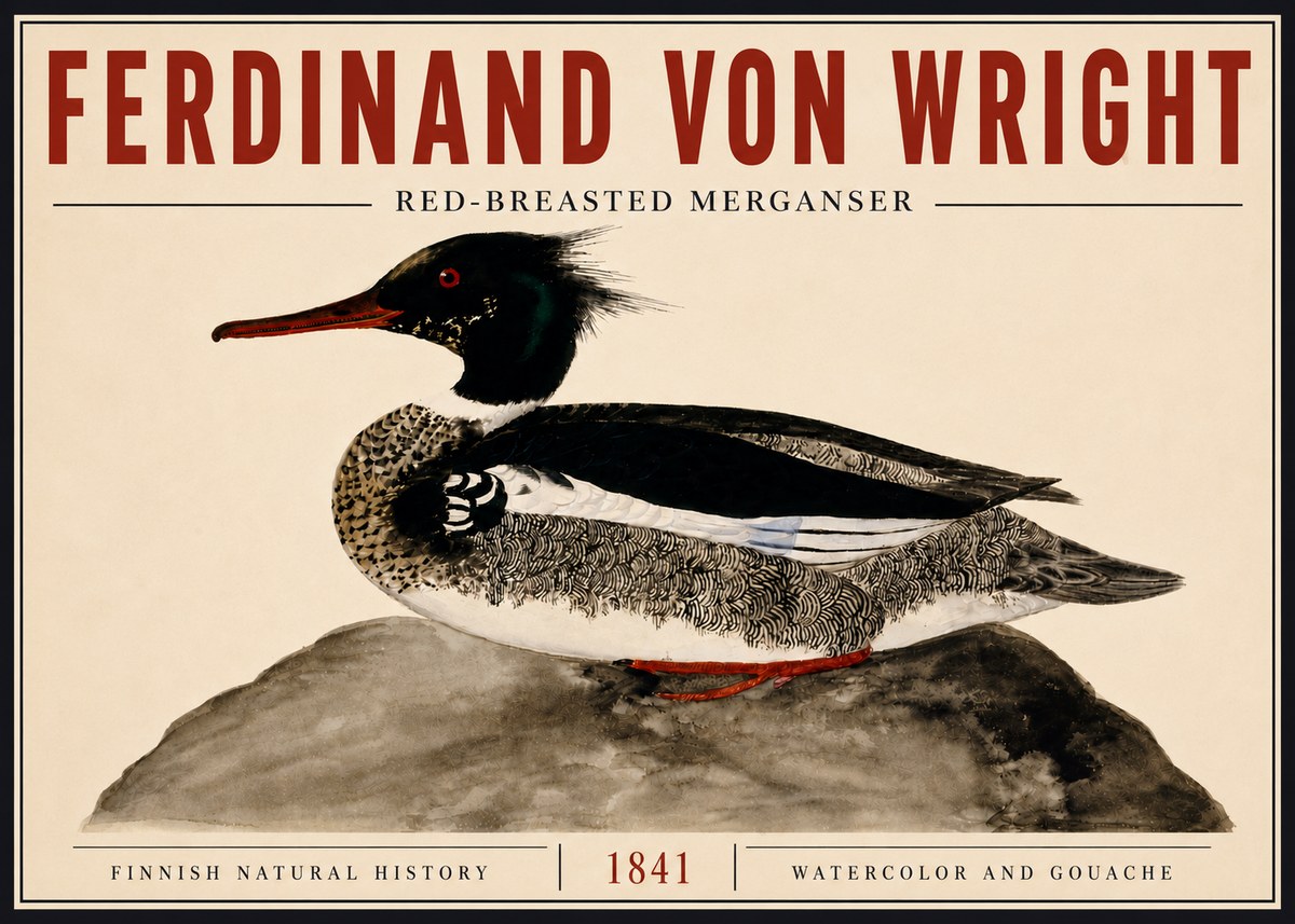 Ferdinand von Wright Red-breasted Merganser No6 - Plakat