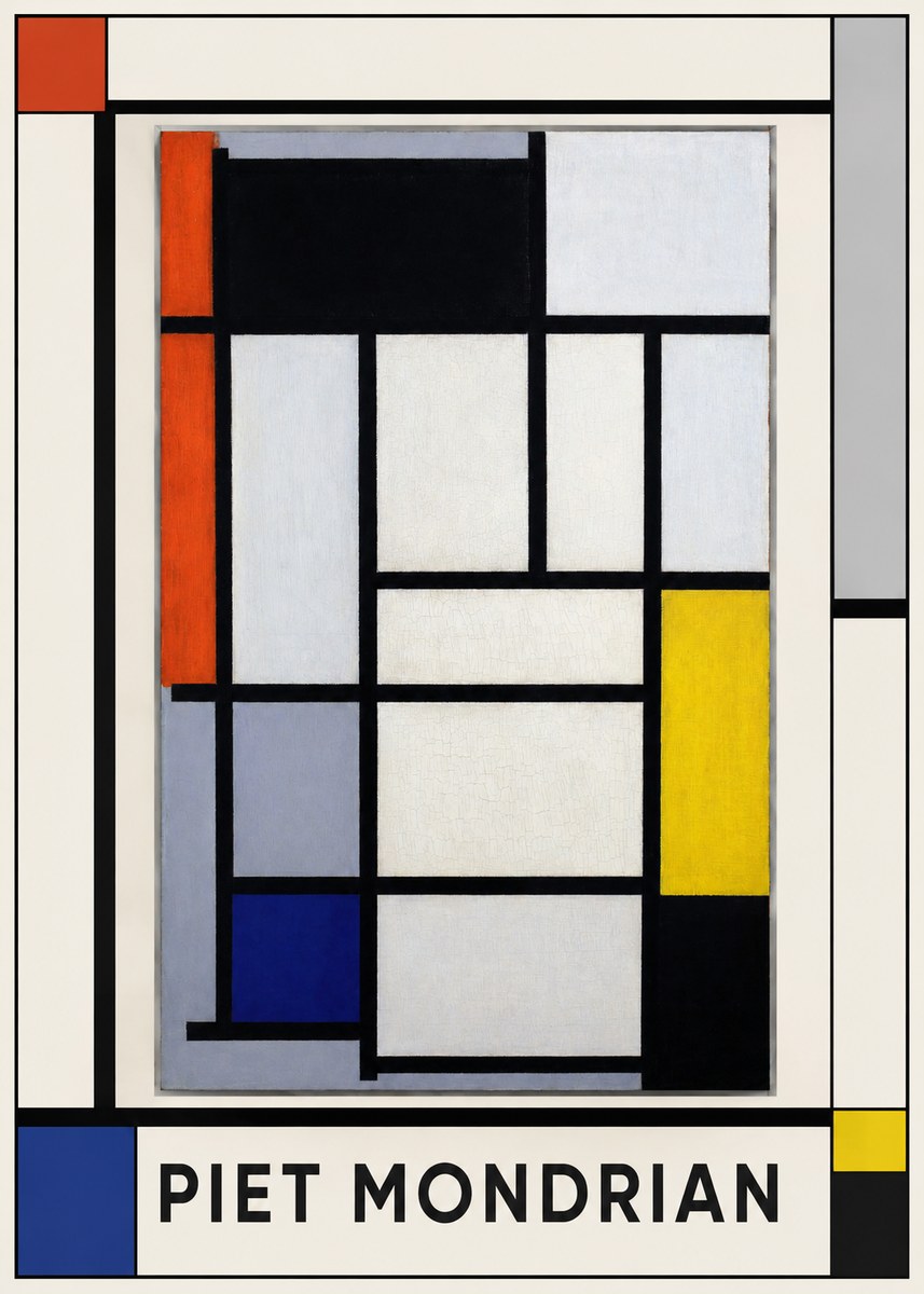 Piet Mondrian Composition with Red, Blue and Yellow No1 - Plakat