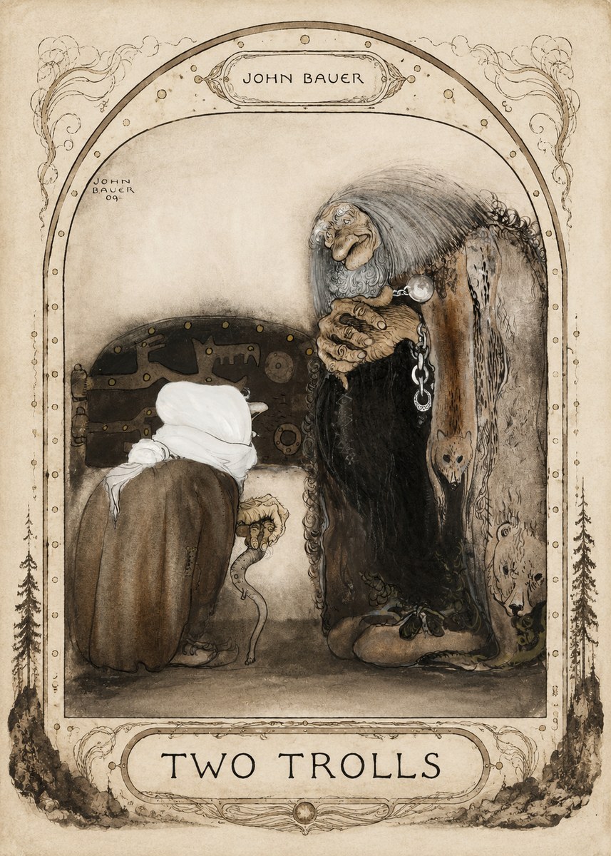 John Bauer Two Trolls No3 - Plakat