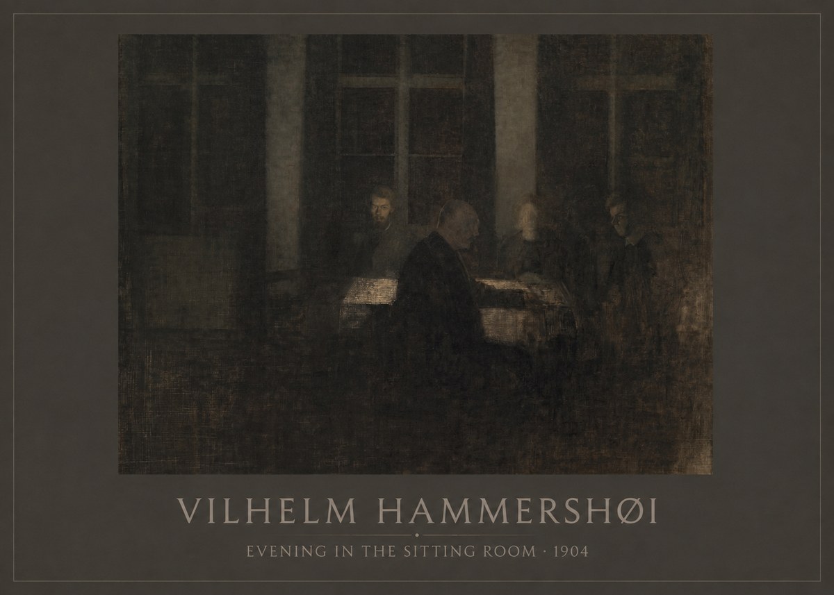 Vilhelm Hammershøi Evening in the Sitting Room No1 - Plakat