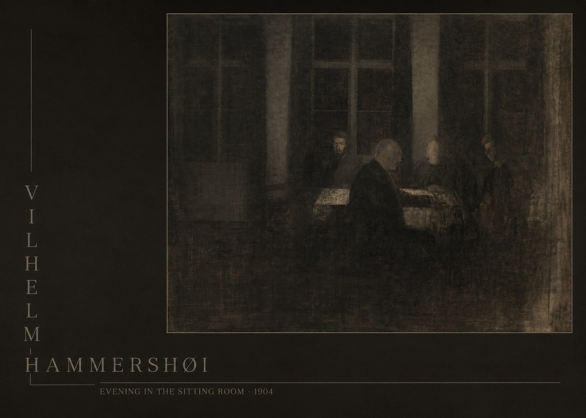 Vilhelm Hammershøi Evening in the Sitting Room No6 - Plakat