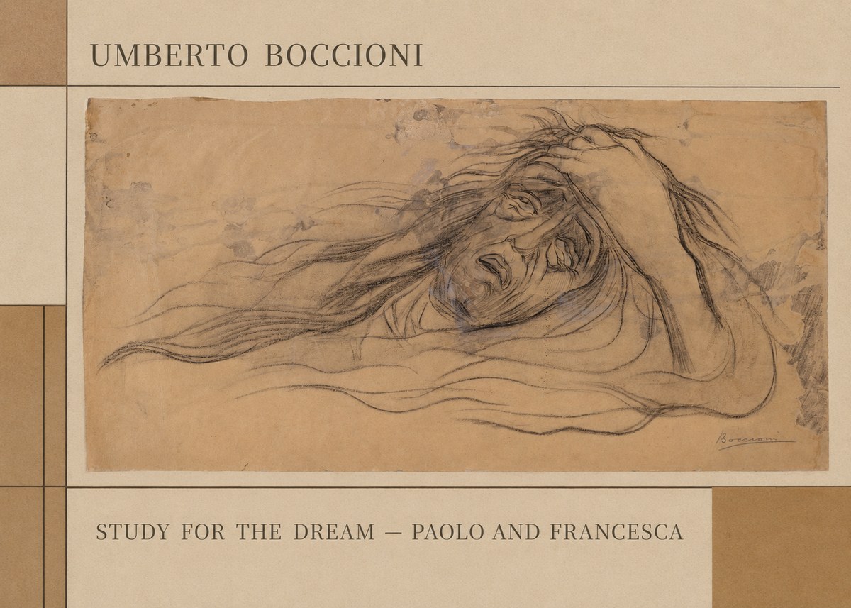Umberto Boccioni Study for the Dream — Paolo and Francesca No3 - Plakat