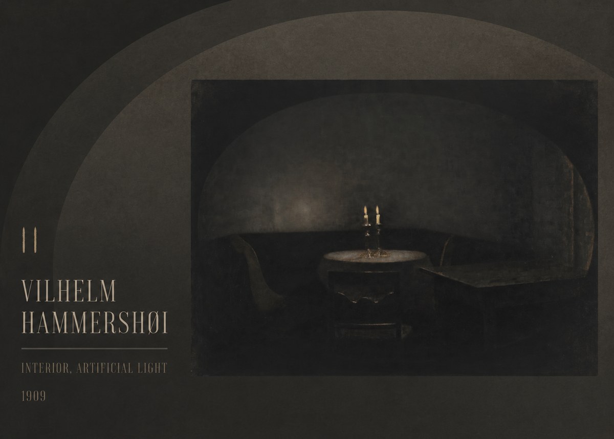 Vilhelm Hammershøi Interior, Artificial Light No3 - Plakat