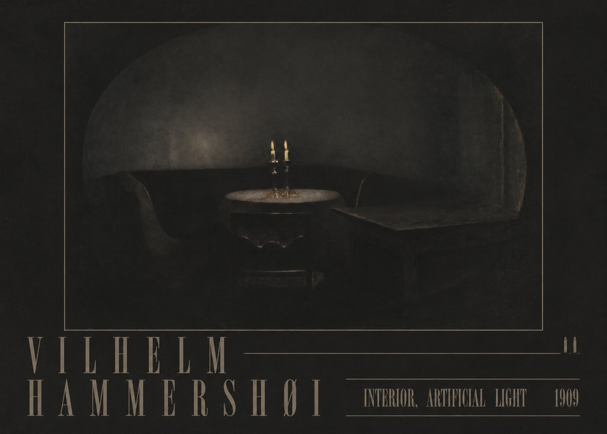 Vilhelm Hammershøi Interior, Artificial Light No4 - Plakat