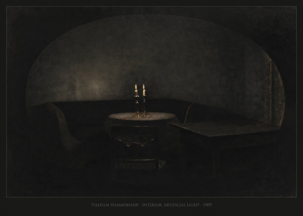 Vilhelm Hammershøi Interior, Artificial Light No5 - Plakat