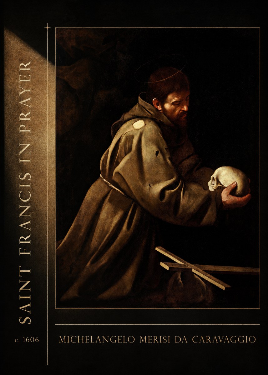 Michelangelo Merisi da Caravaggio Saint Francis in Prayer II No2 - Plakat