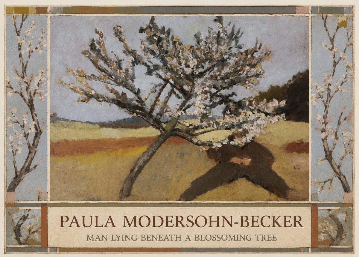 Paula Modersohn-Becker Man Lying Beneath a Blossoming Tree No1 - Plakat