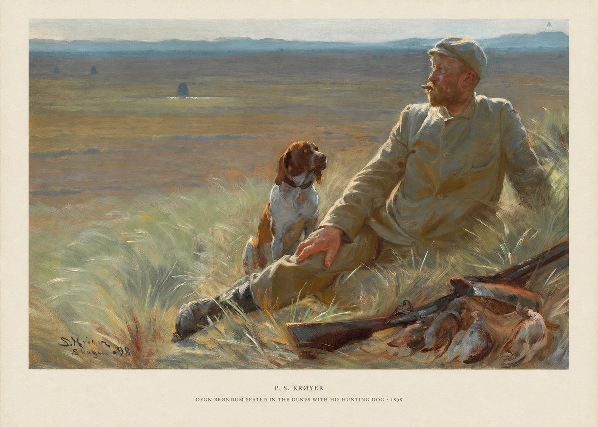 P.S. Krøyer Degn Brøndum Seated in the Dunes with His Hunting Dog No5 - Plakat
