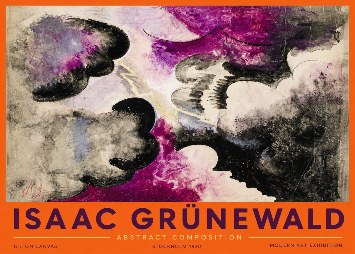 Isaac Grünewald Abstract Composition No4 - Plakat