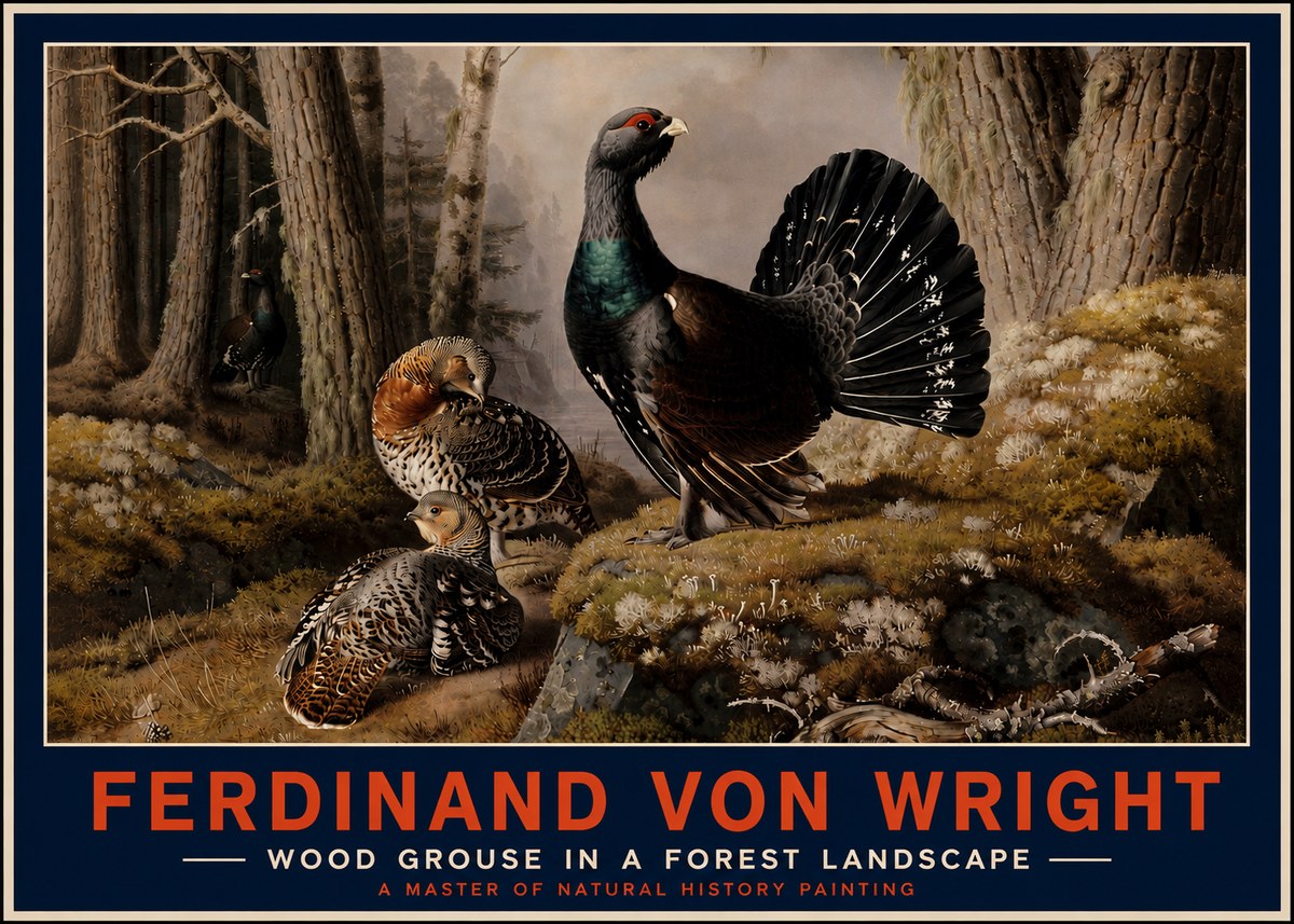 Ferdinand von Wright Wood Grouse in a Forest Landscape No4 - Plakat